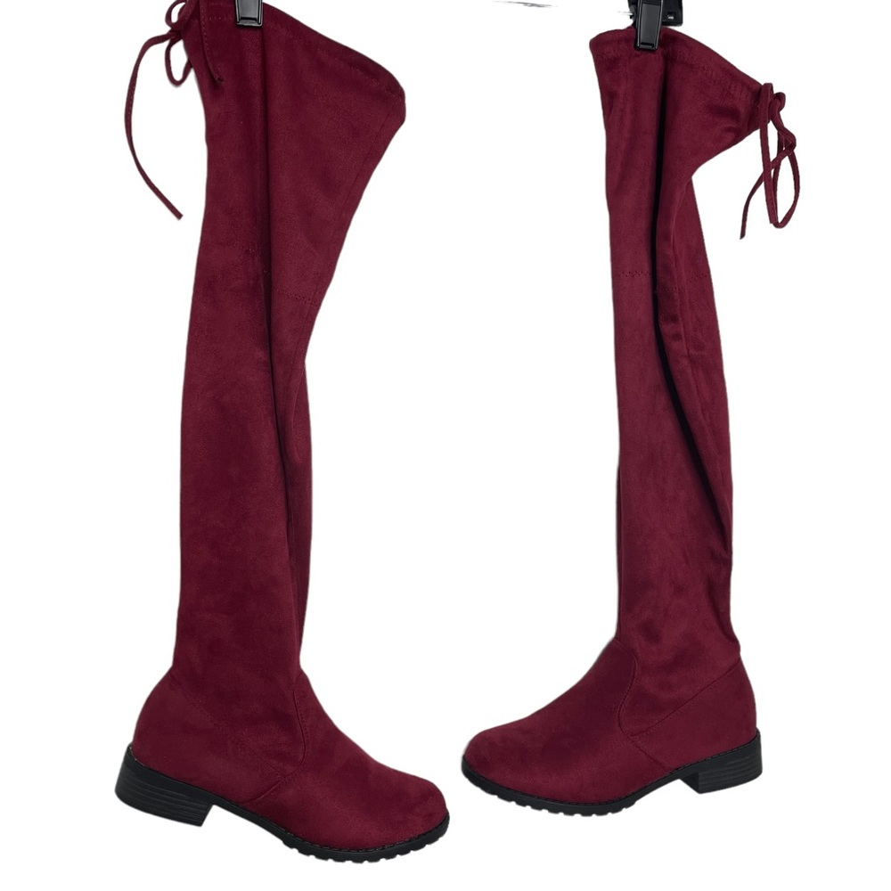 Thigh High Boots Ami Clubwear Wine Faux Suede Sz 6 New